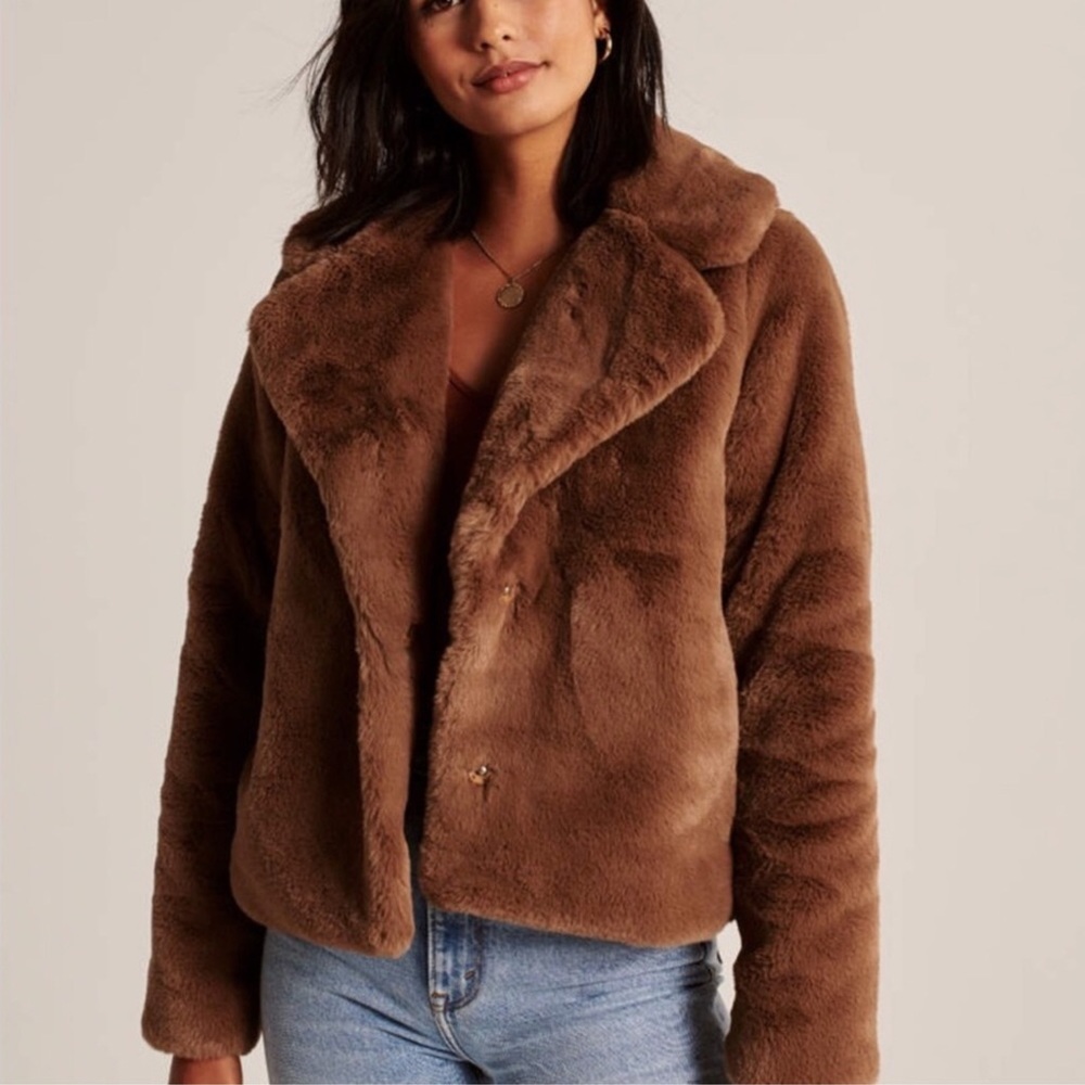 Abercrombie & Fitch Brown Fur Coat NWOT